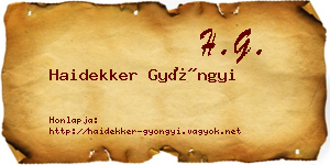 Haidekker Gyöngyi névjegykártya